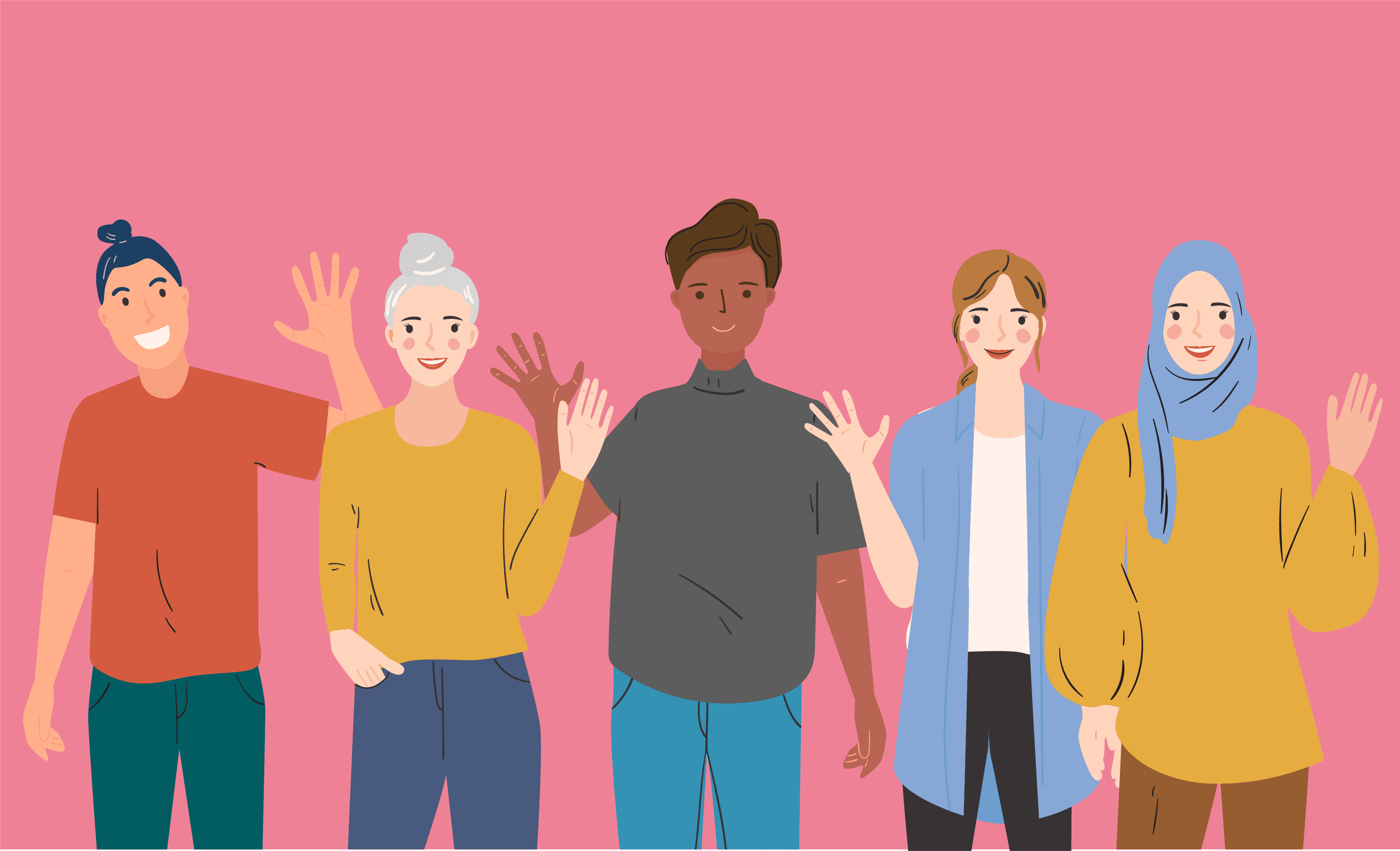 An illustrated graphic of diverse people